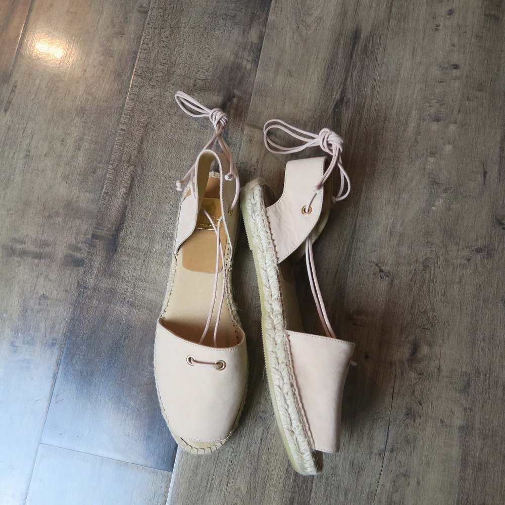 Kanna Lace-Up Espadrilles Size 9 Beige Spring